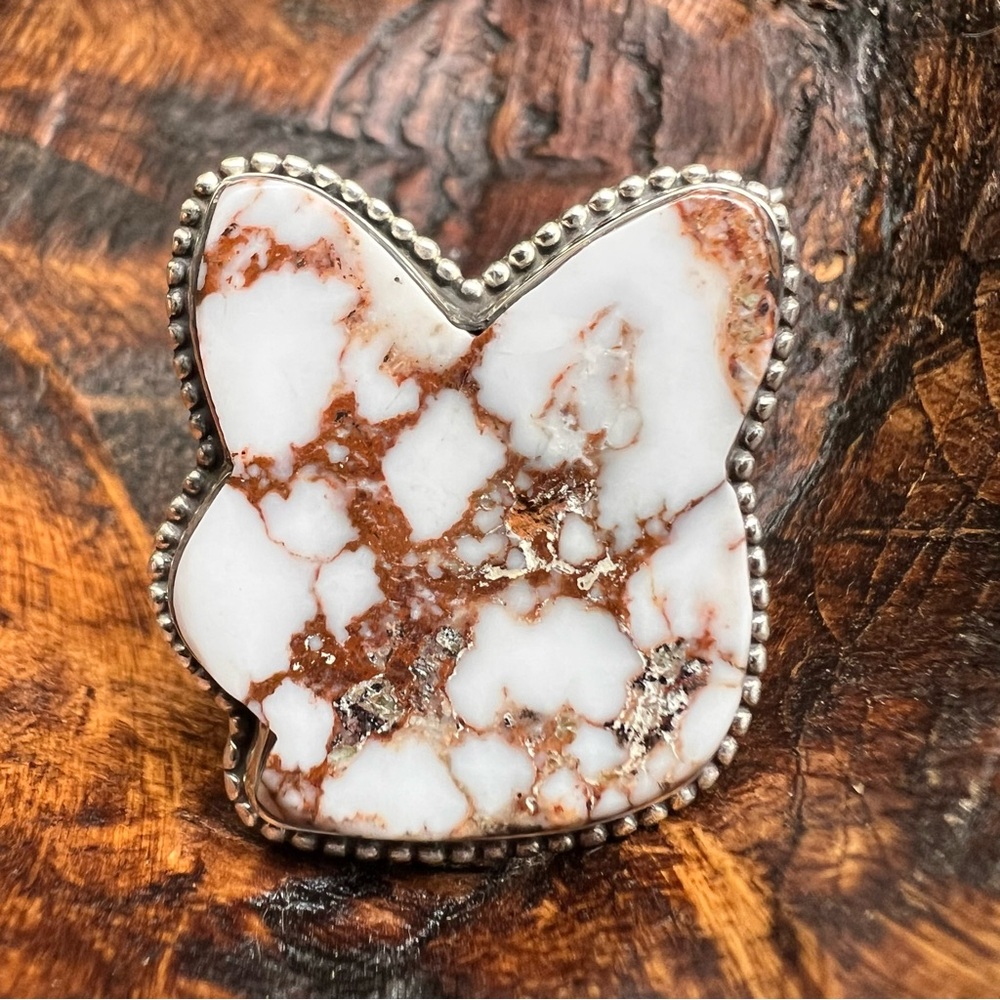 Wild Horse Jasper Bunny Ring Sterling Silver Statement Ring Size 10 Southwestern